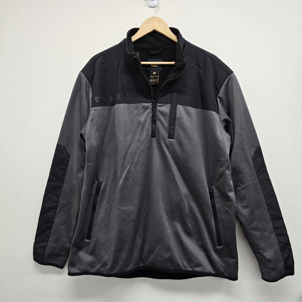 CAT Caterpillar Pullover 1/4 Zip Softshell Fleece Jacket Mens Size XL Pockets